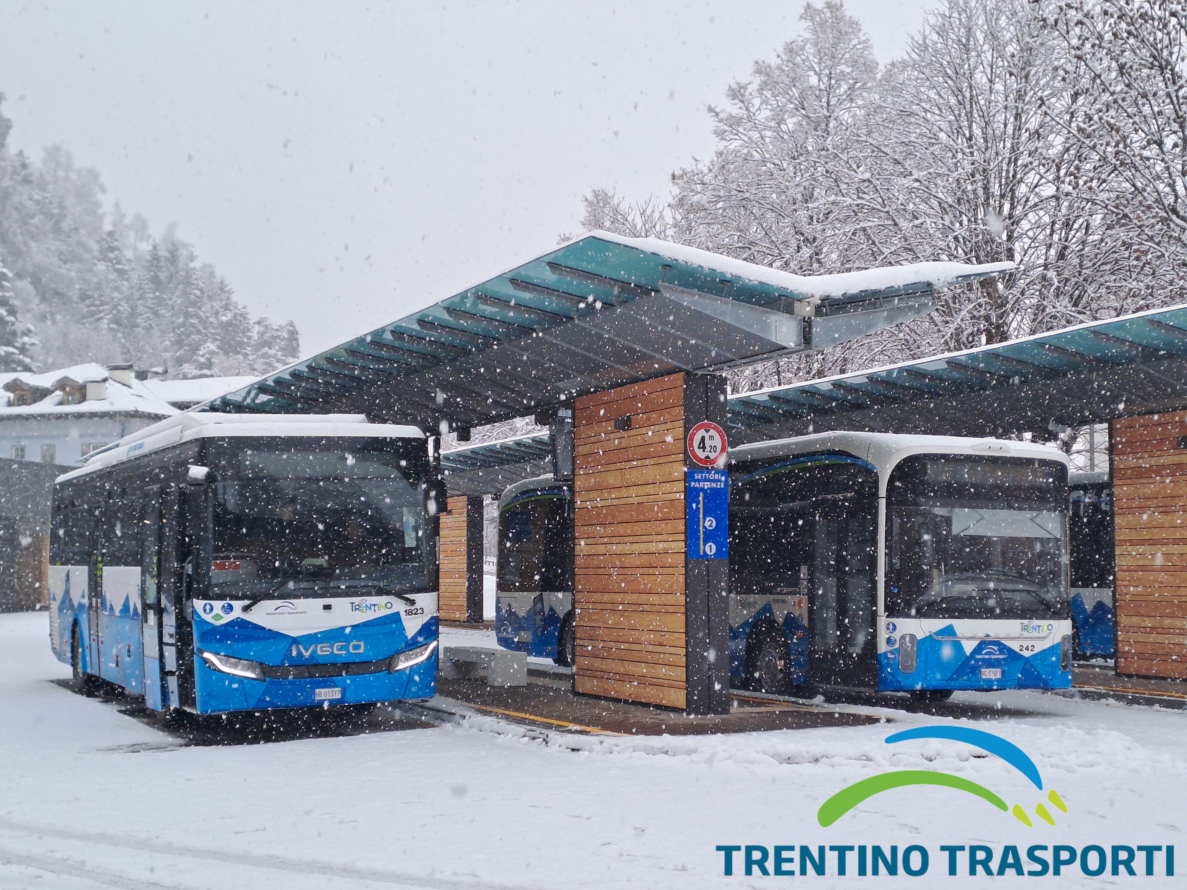 2026 01 28 INAUGURAZIONE CAVALESE BUS NEVE LOGO TRASPARENTE